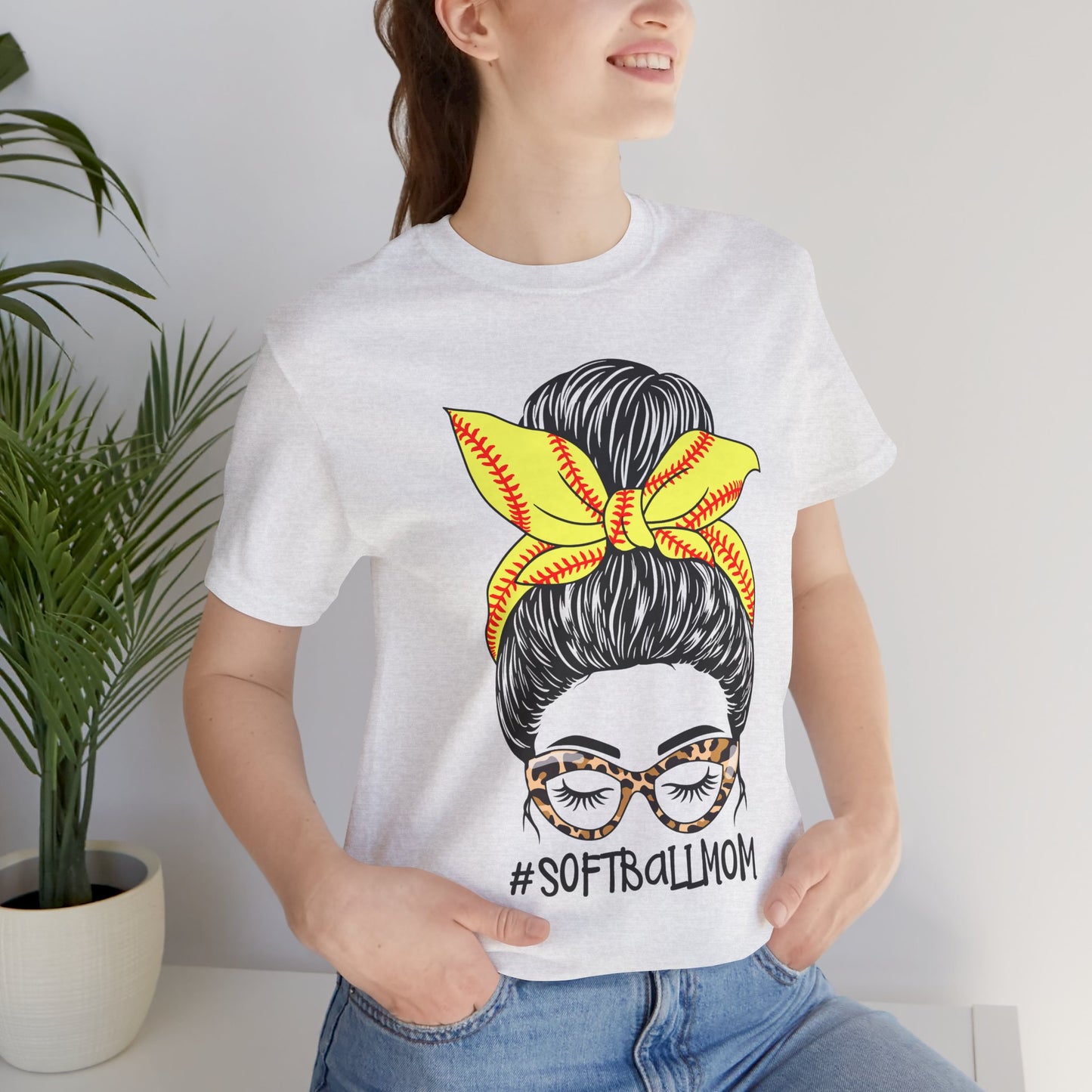 Messy Bun Softball Mom T Shirt (Light)