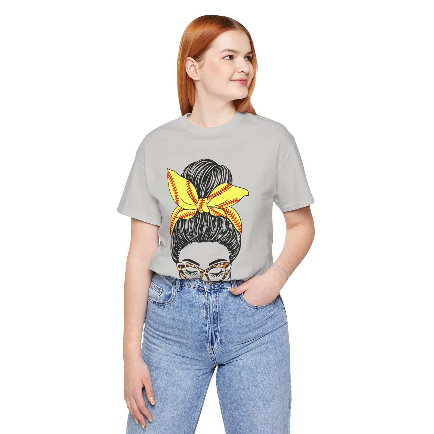 Messy Bun Softball Mom T Shirt (Light)