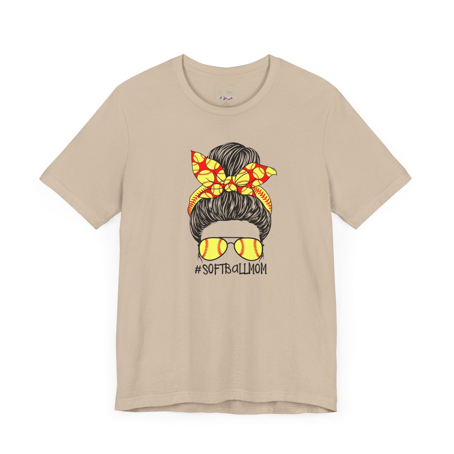 Softball Mom Messy Bun and Glasses T Shirt (Light)
