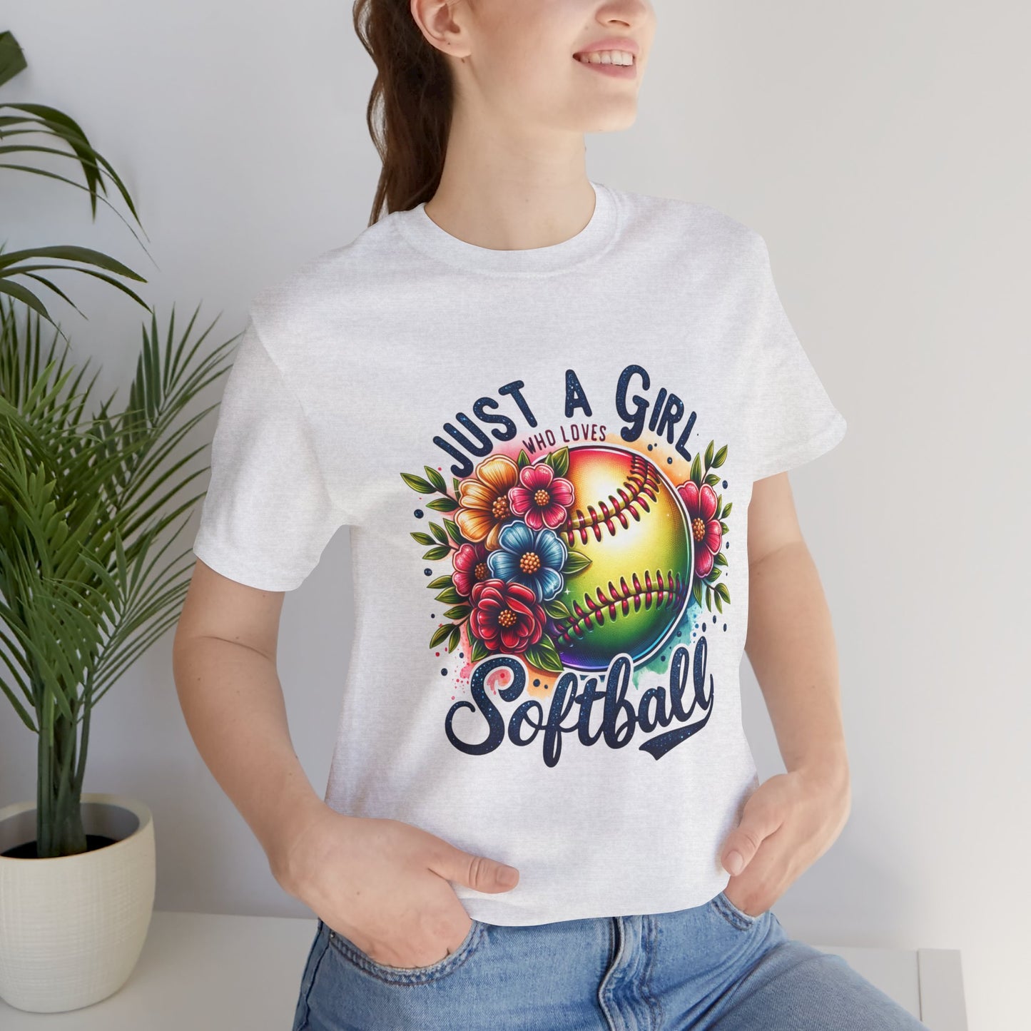 Just a girl who loves softball t-shirt