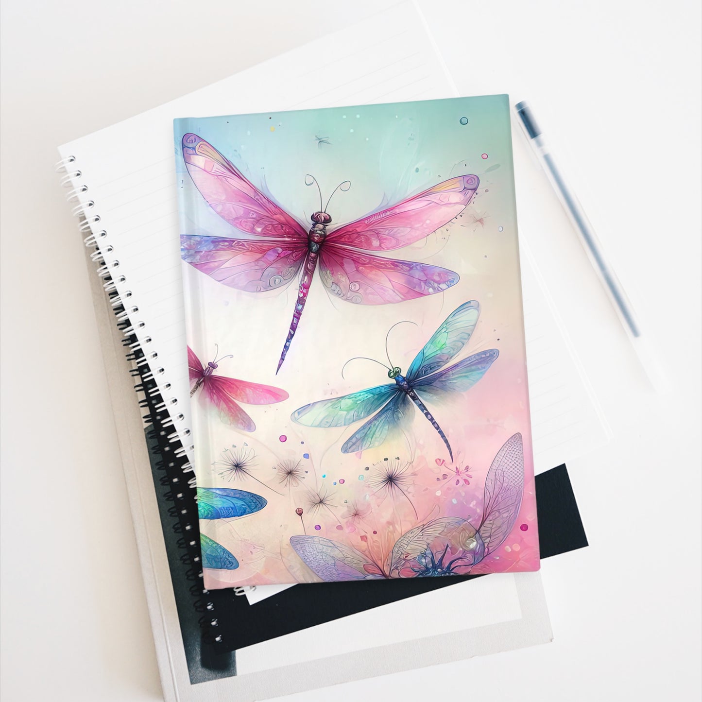 Watercolor Dragonflies Ruled Line Journal
