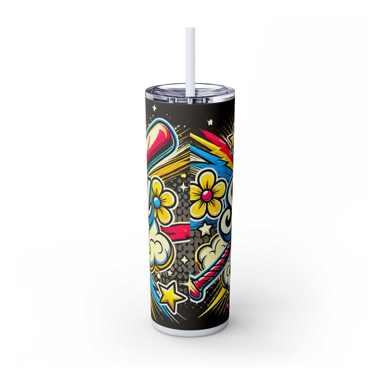 Cartoon Inspired Softball Mom Skinny Tumbler with Straw, 20oz