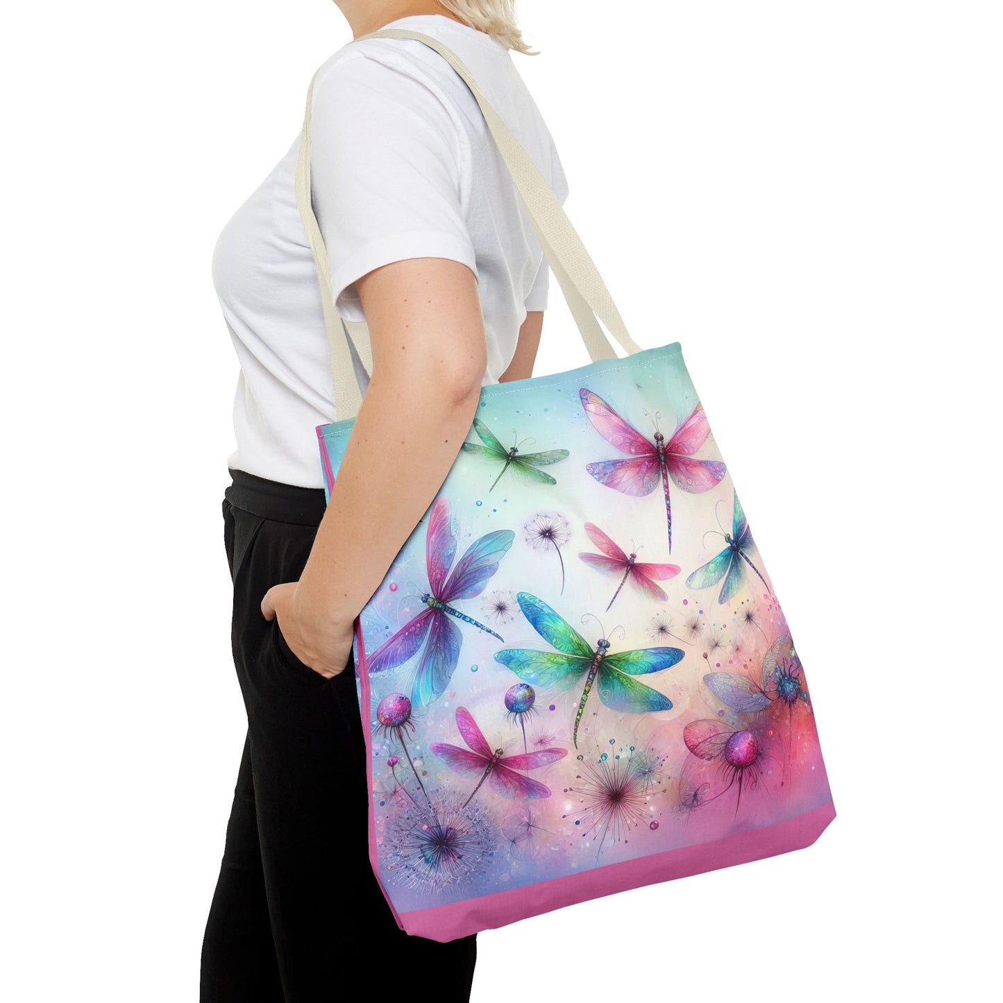 Dragonfly Tote Bag with Pastel Watercolor Design