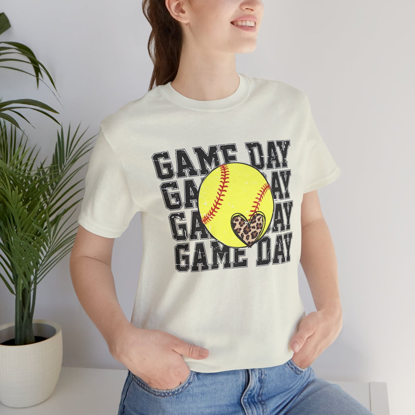 Softball Game Day Heart T Shirt (Light)