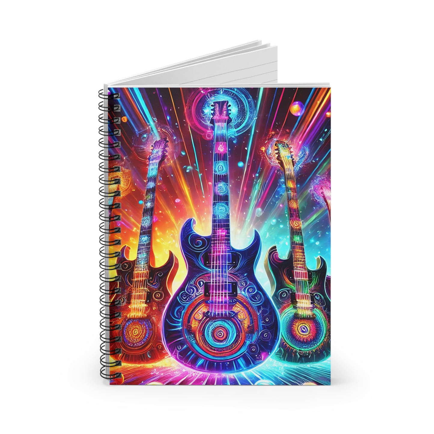 Retro Guitars Spiral Notebook - Ruled Line