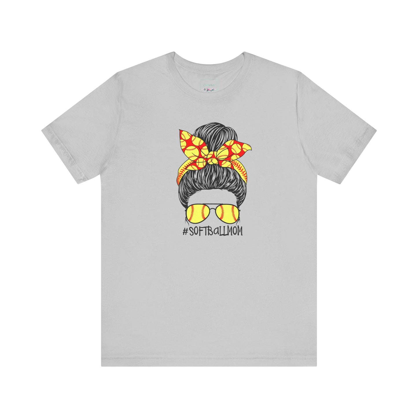 Softball Mom Messy Bun and Glasses T Shirt (Light)