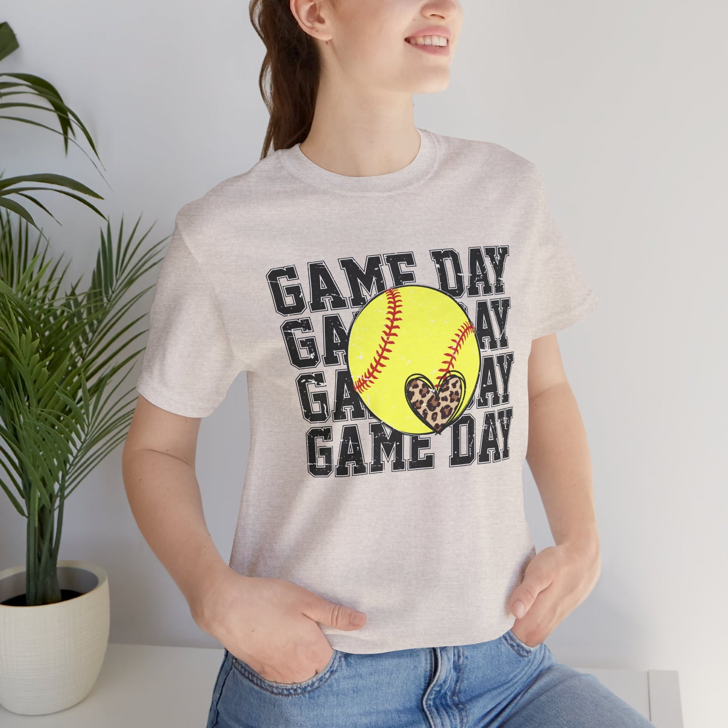 Softball Game Day Heart T Shirt (Light)