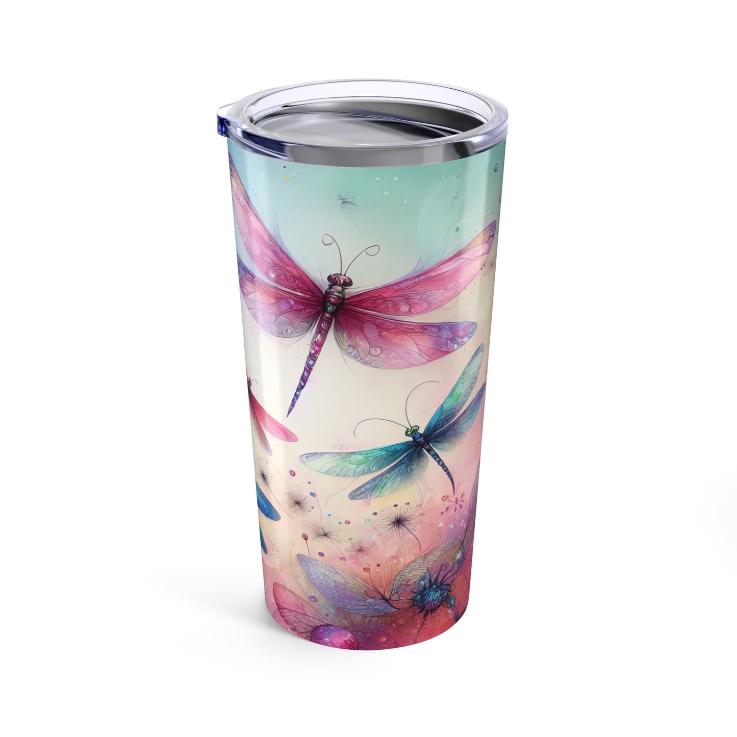 Colorful Watercolor Dragonflies Tumbler 20oz