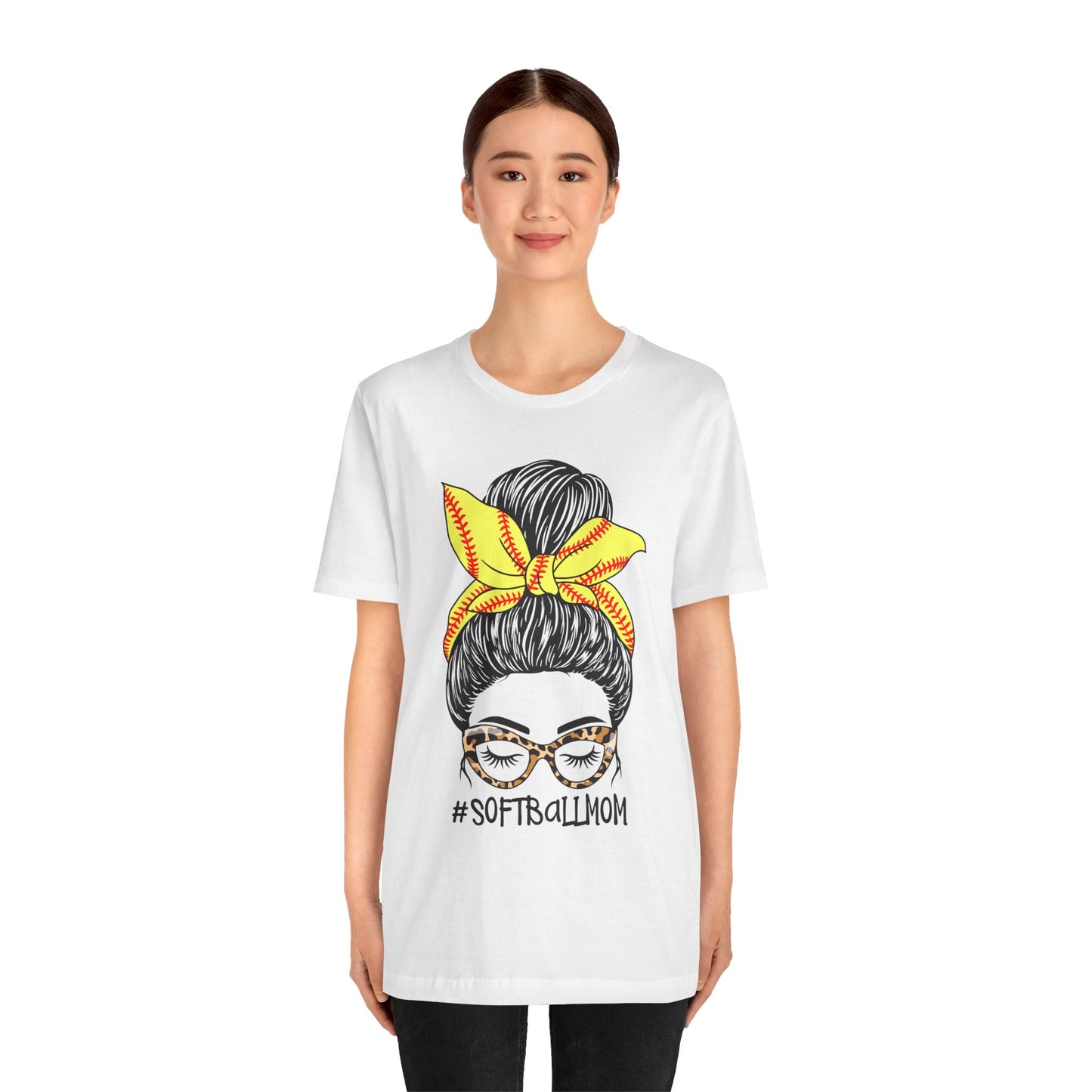 Messy Bun Softball Mom T Shirt (Light)