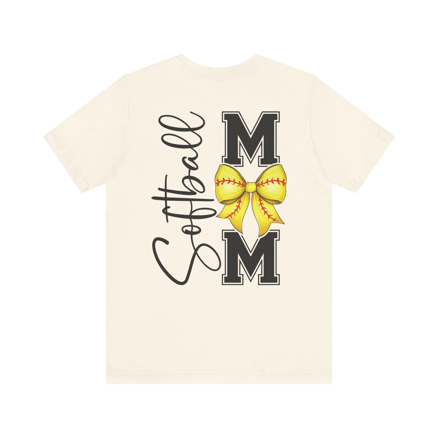 Coquette Bow Front Softball Mom  Rear T Shirt (Light)