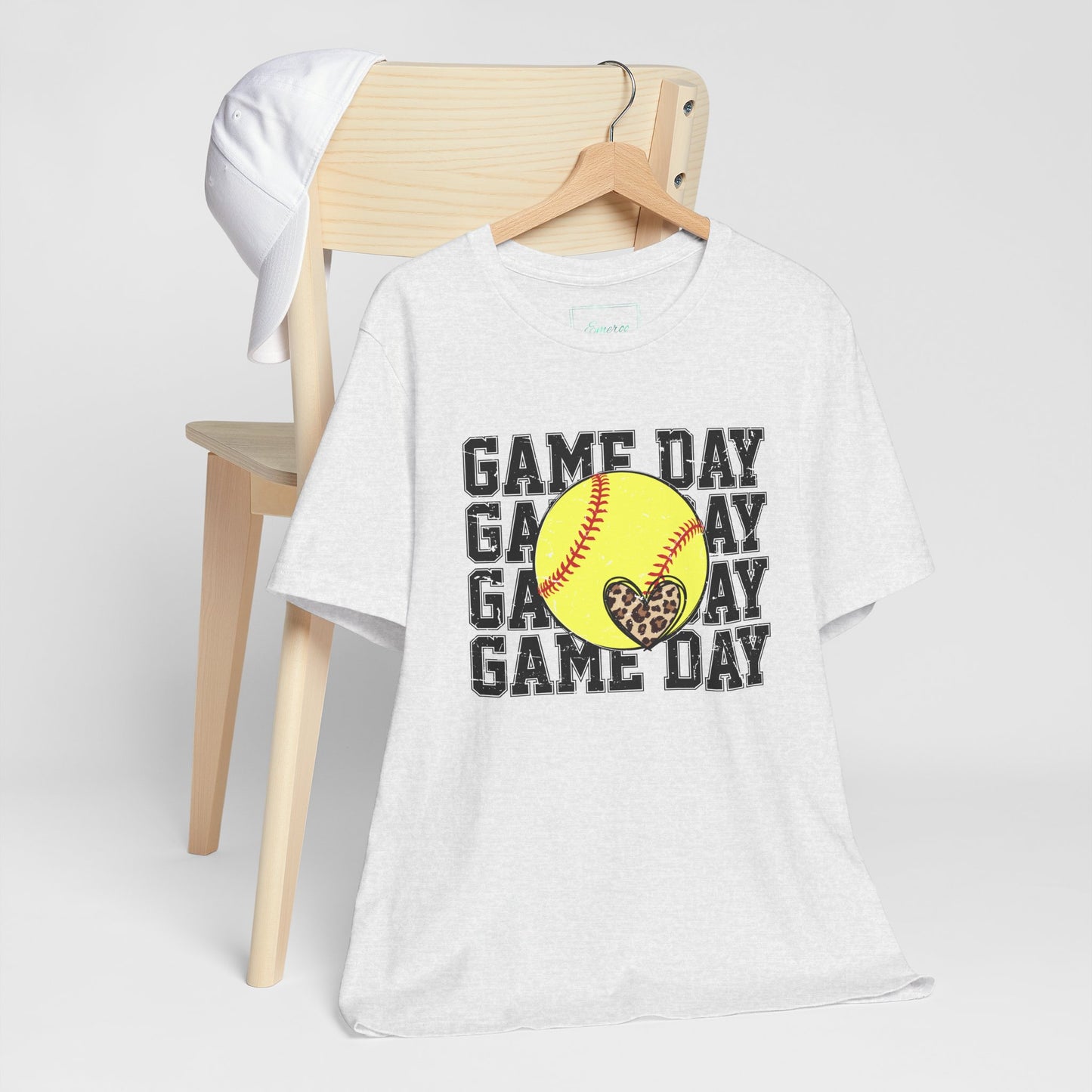 Softball Game Day Heart T Shirt (Light)