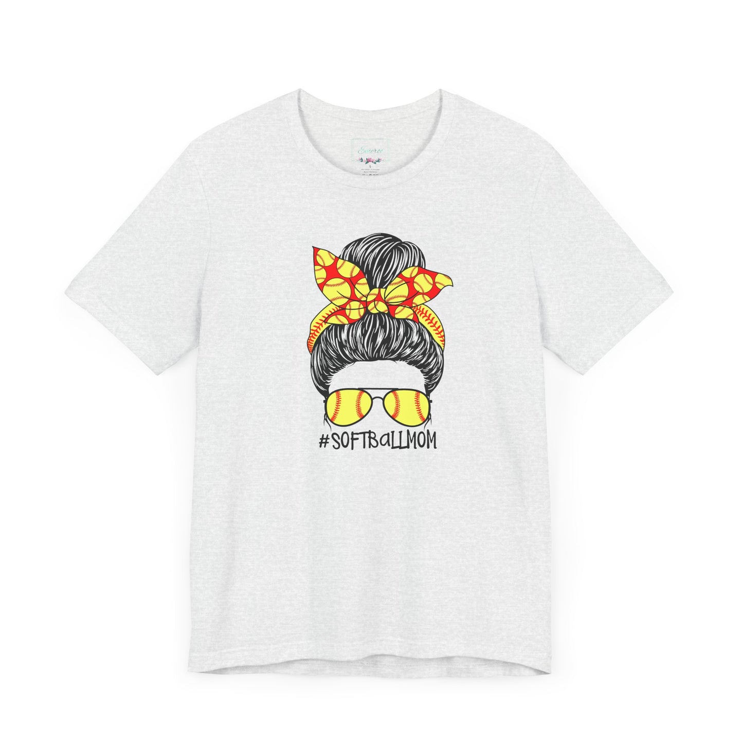Softball Mom Messy Bun and Glasses T Shirt (Light)