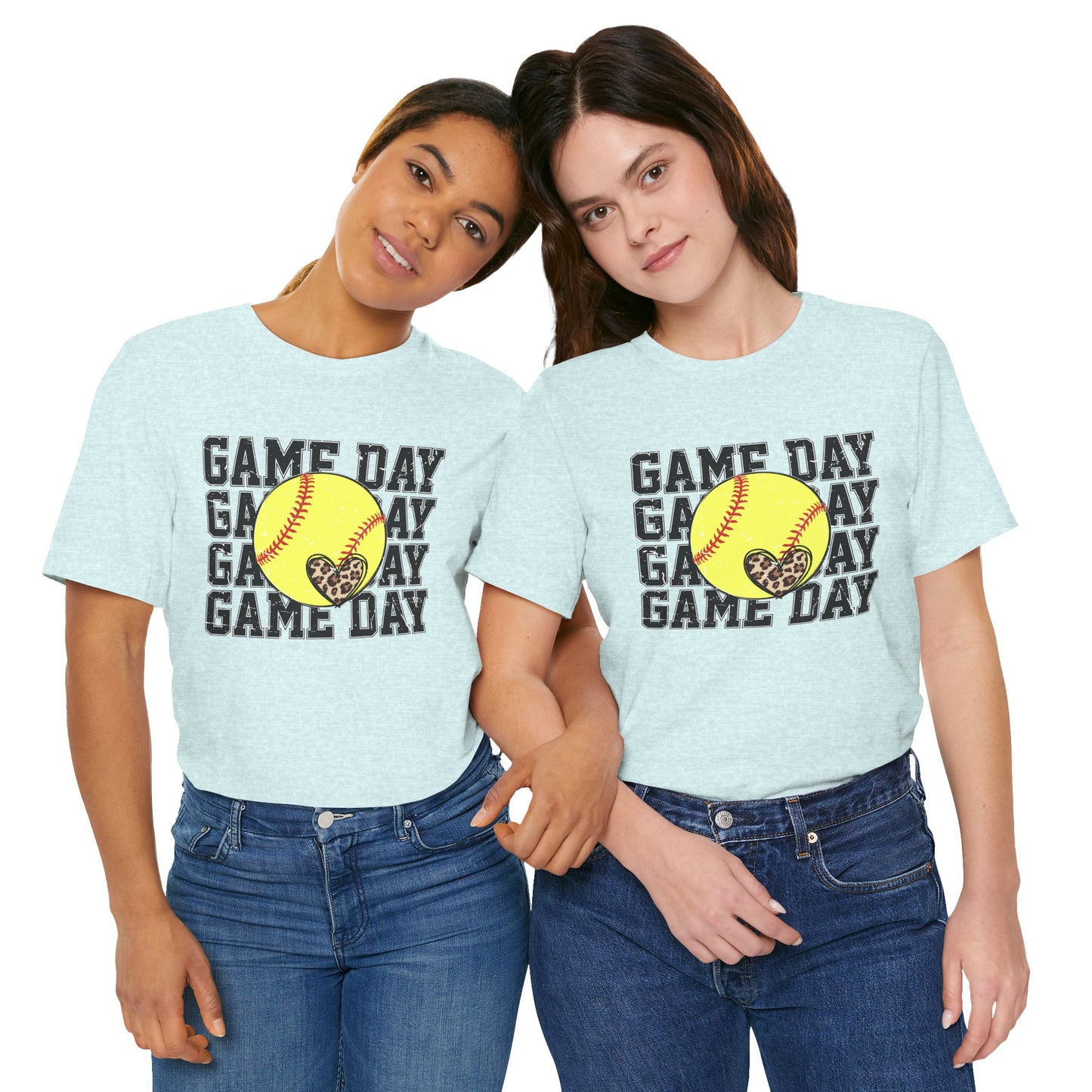 Softball Game Day Heart T Shirt (Light)
