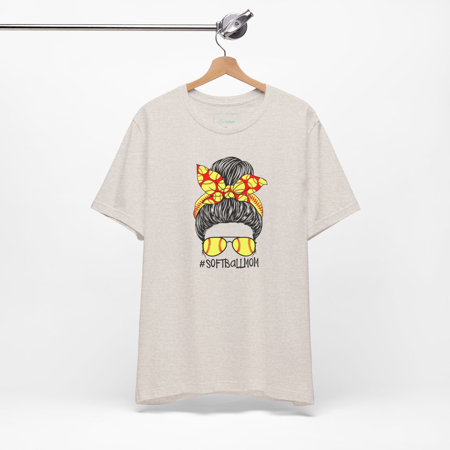 Softball Mom Messy Bun and Glasses T Shirt (Light)