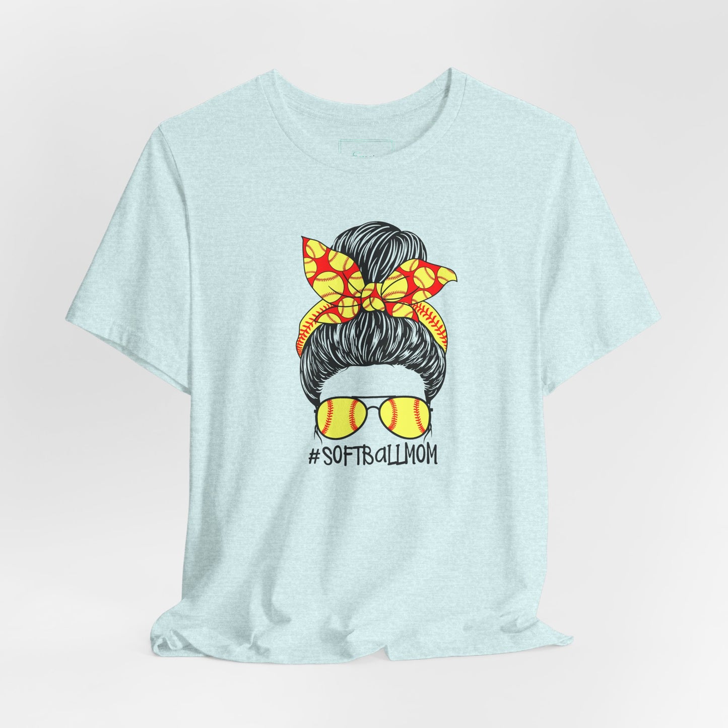 Softball Mom Messy Bun and Glasses T Shirt (Light)