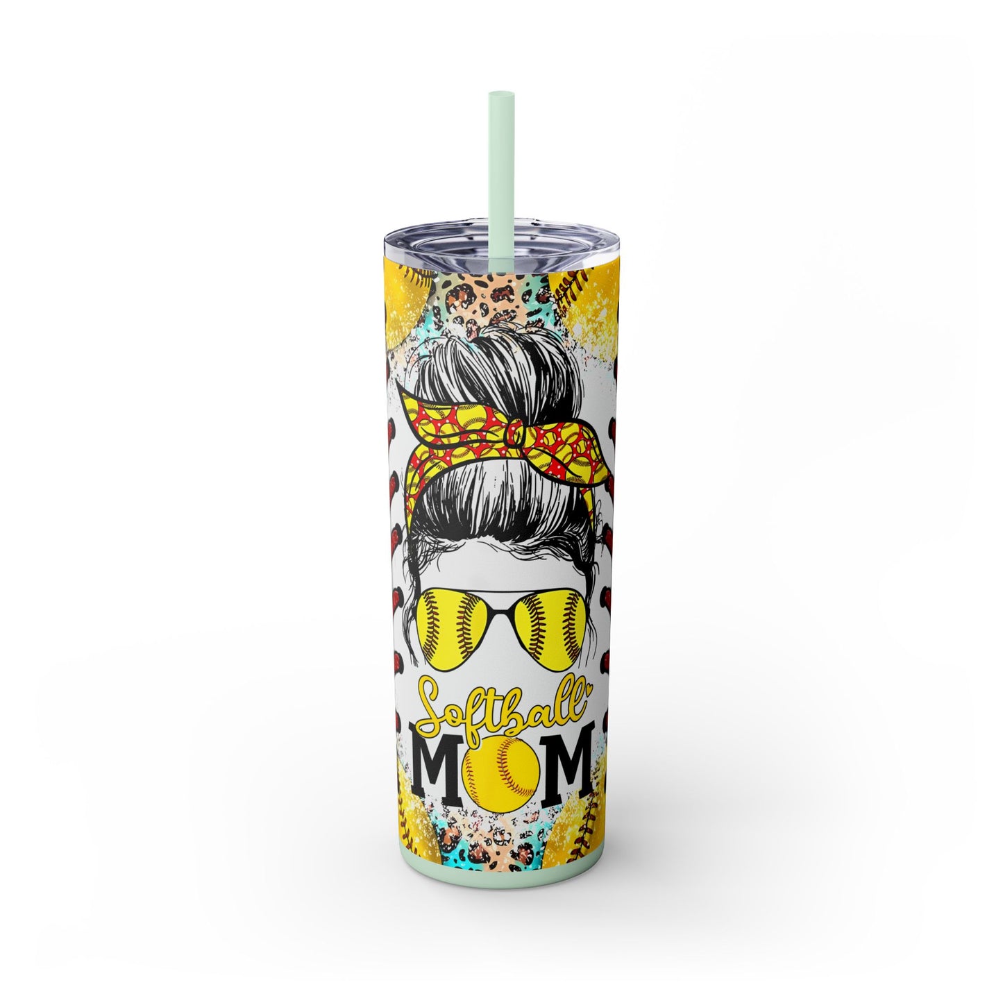 Softball Mom Skinny Tumbler with Straw, 20oz