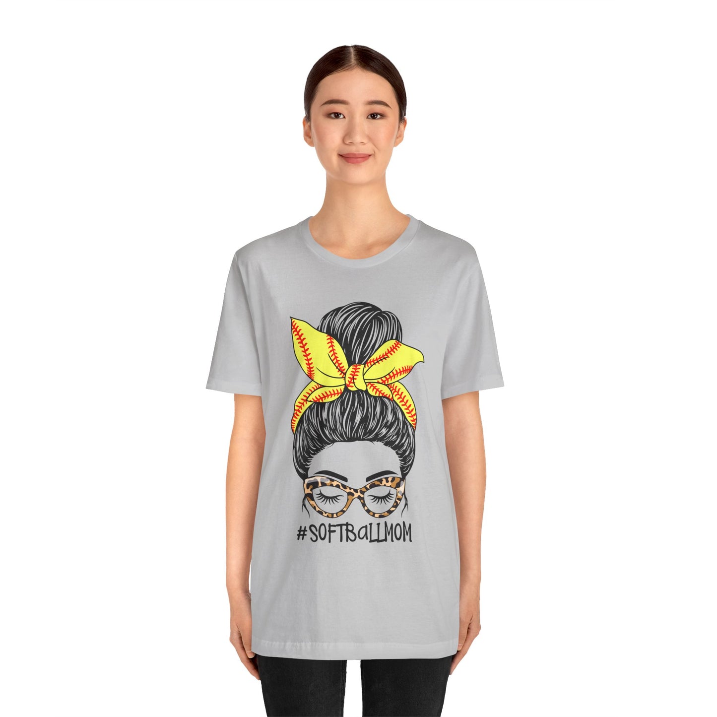 Messy Bun Softball Mom T Shirt (Light)