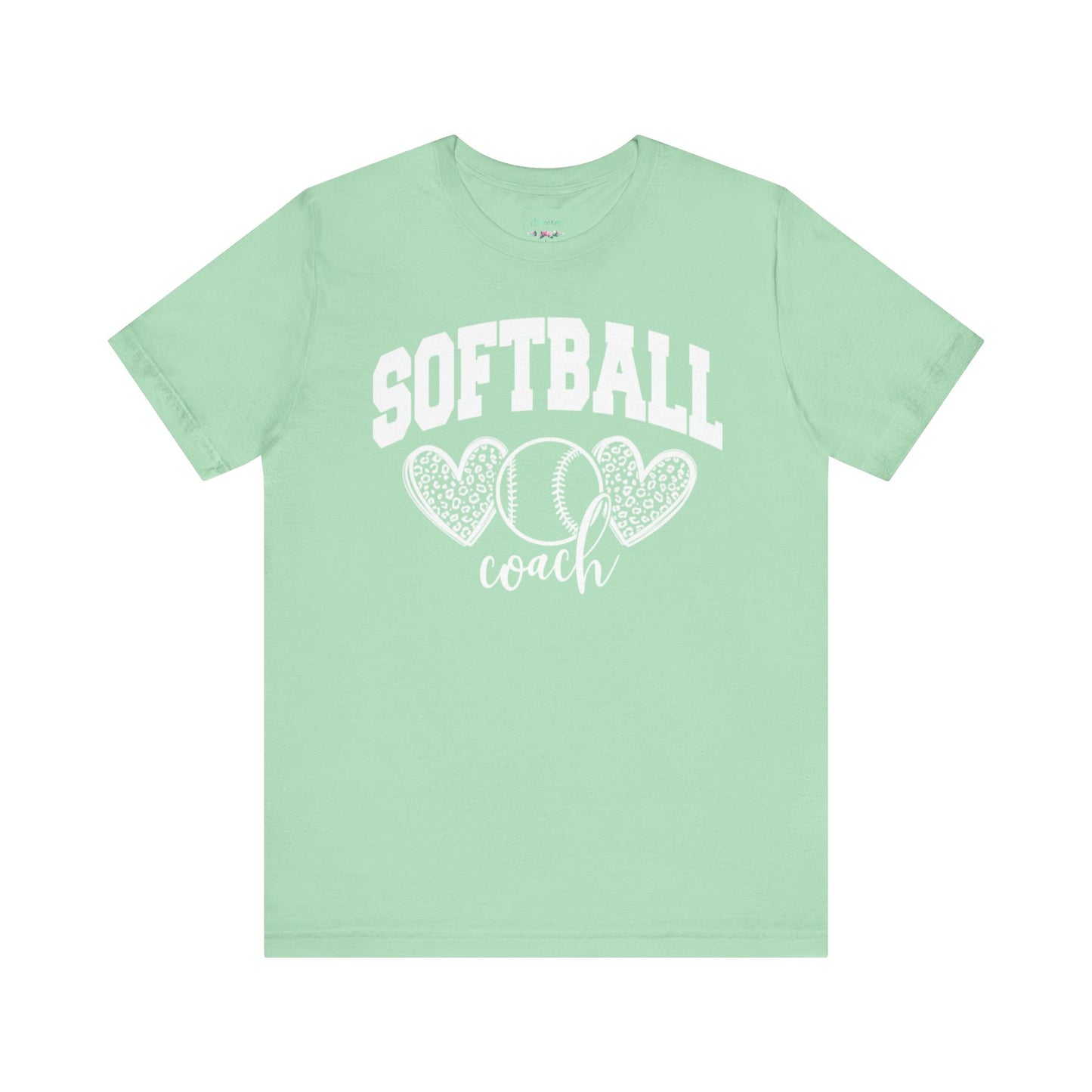 Softball Coach Hearts T Shirt (Light 3)
