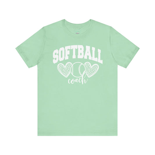 Softball Coach Hearts T Shirt (Light 3)