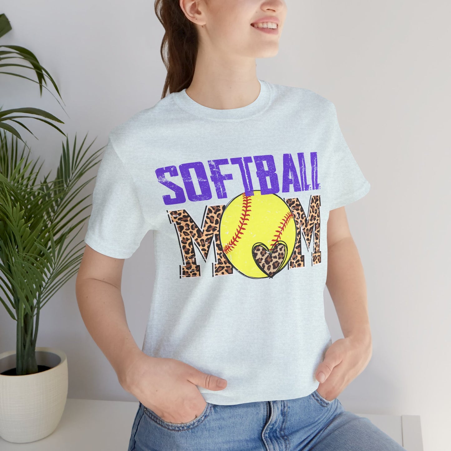 Leopard Softball Mom T Shirt (Light)