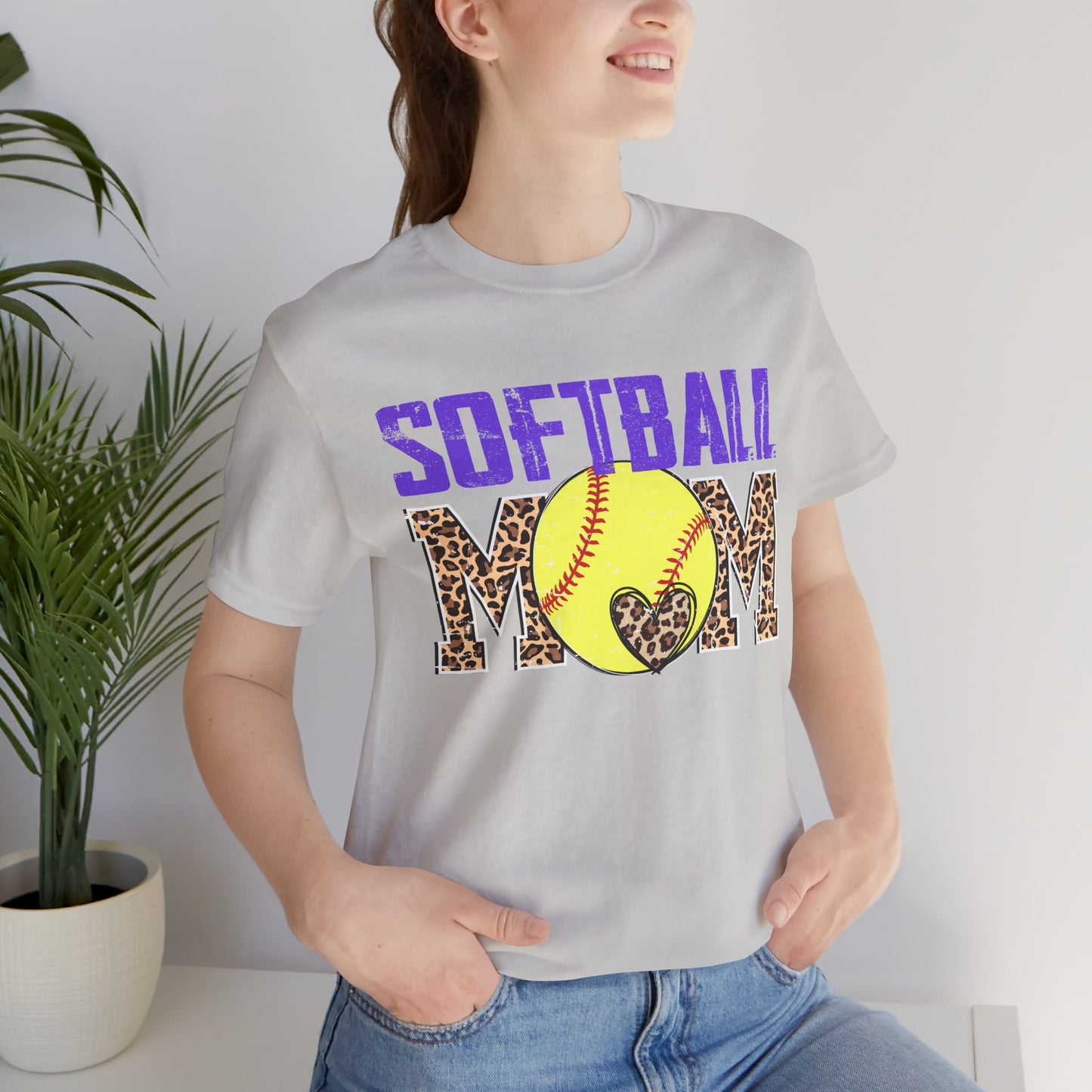 Leopard Softball Mom T Shirt (Light)