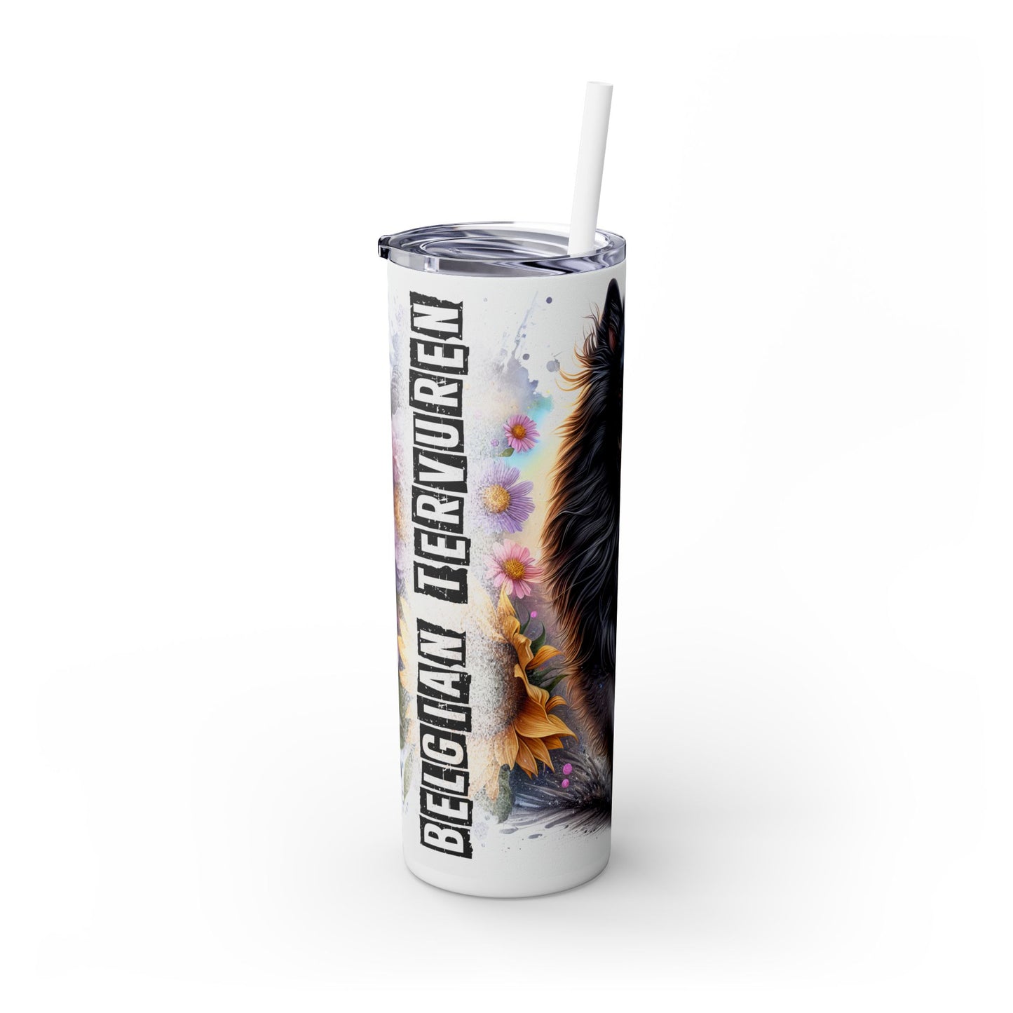 Belgian Tervuren Skinny Tumbler with Straw, 20oz
