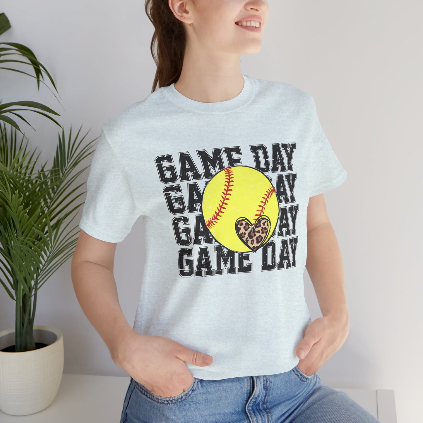 Softball Game Day Heart T Shirt (Light)