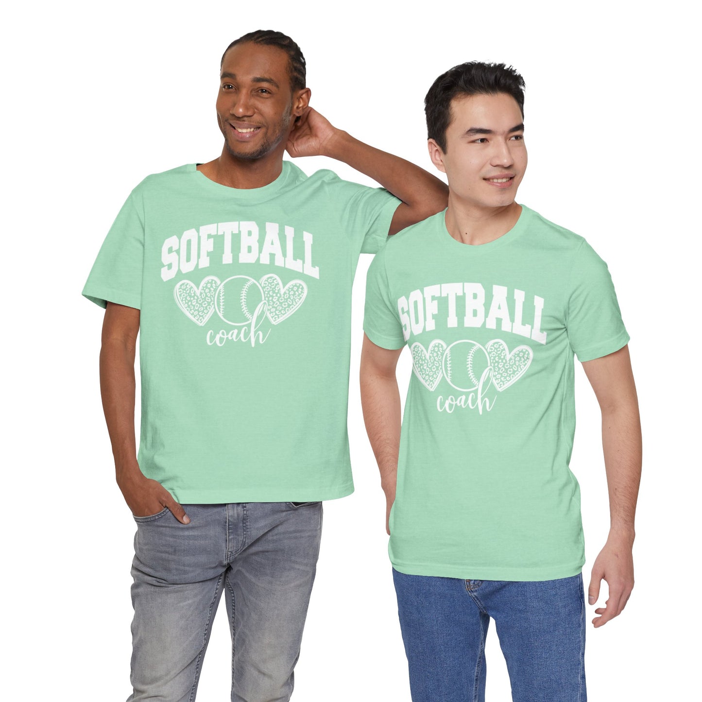 Softball Coach Hearts T Shirt (Light 2)