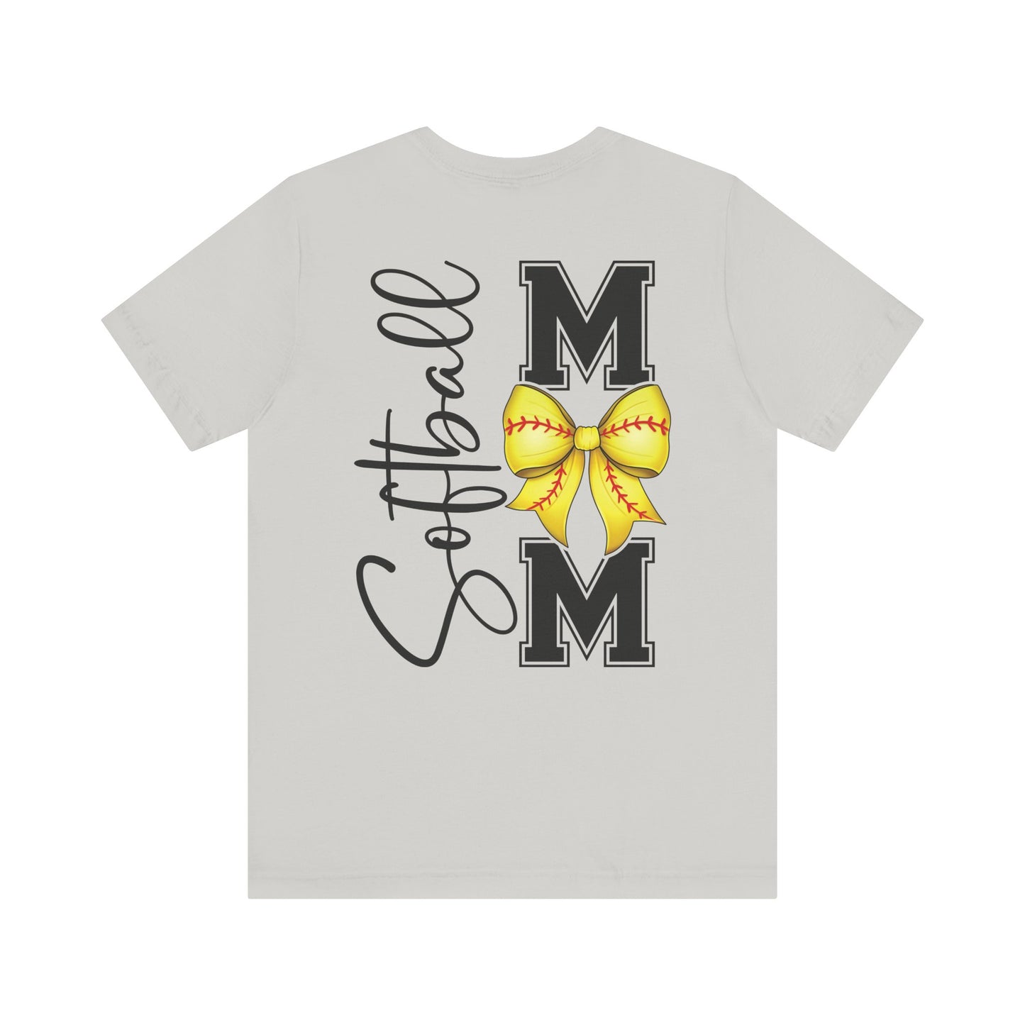 Coquette Bow Front Softball Mom  Rear T Shirt (Light)