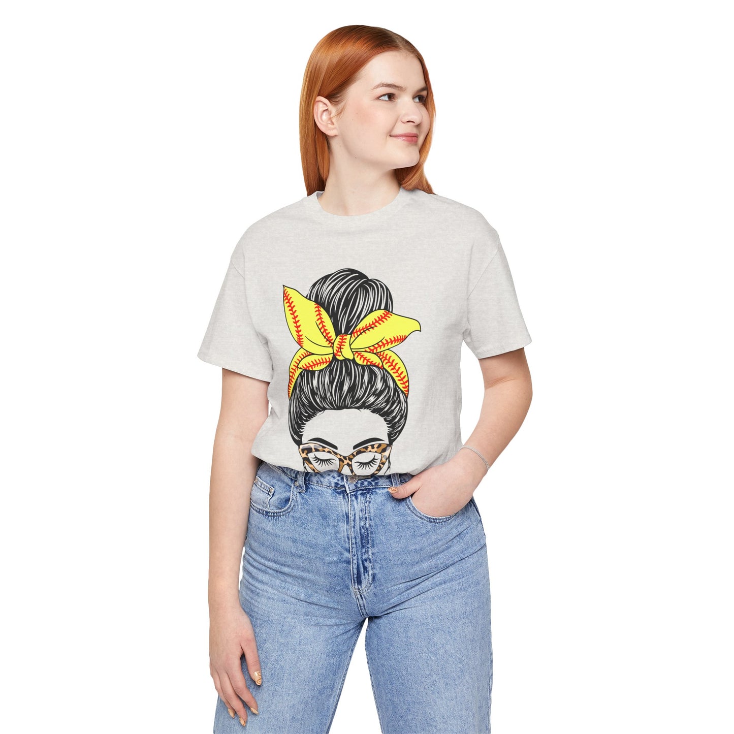 Messy Bun Softball Mom T Shirt (Light)