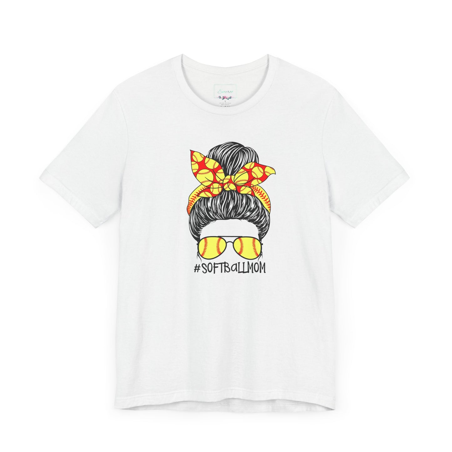 Softball Mom Messy Bun and Glasses T Shirt (Light)