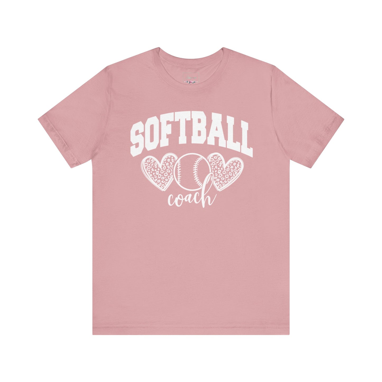 Softball Coach Hearts T Shirt (Light 1)