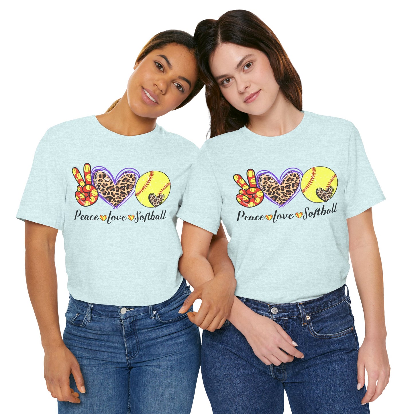 Peace Love Softball T Shirt (Light)
