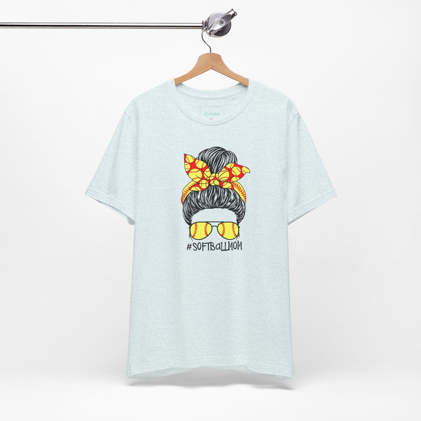 Softball Mom Messy Bun and Glasses T Shirt (Light)