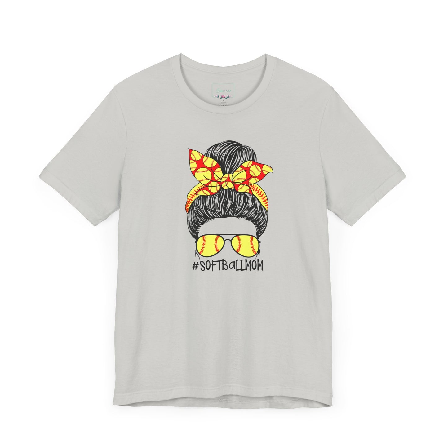 Softball Mom Messy Bun and Glasses T Shirt (Light)