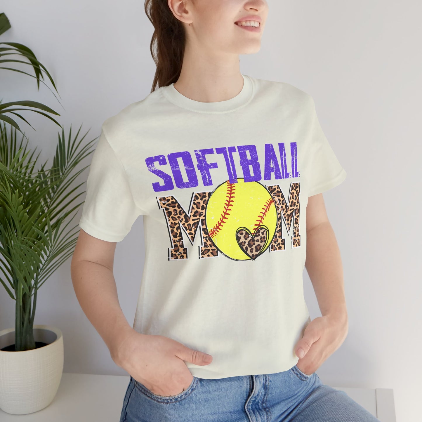 Leopard Softball Mom T Shirt (Light)