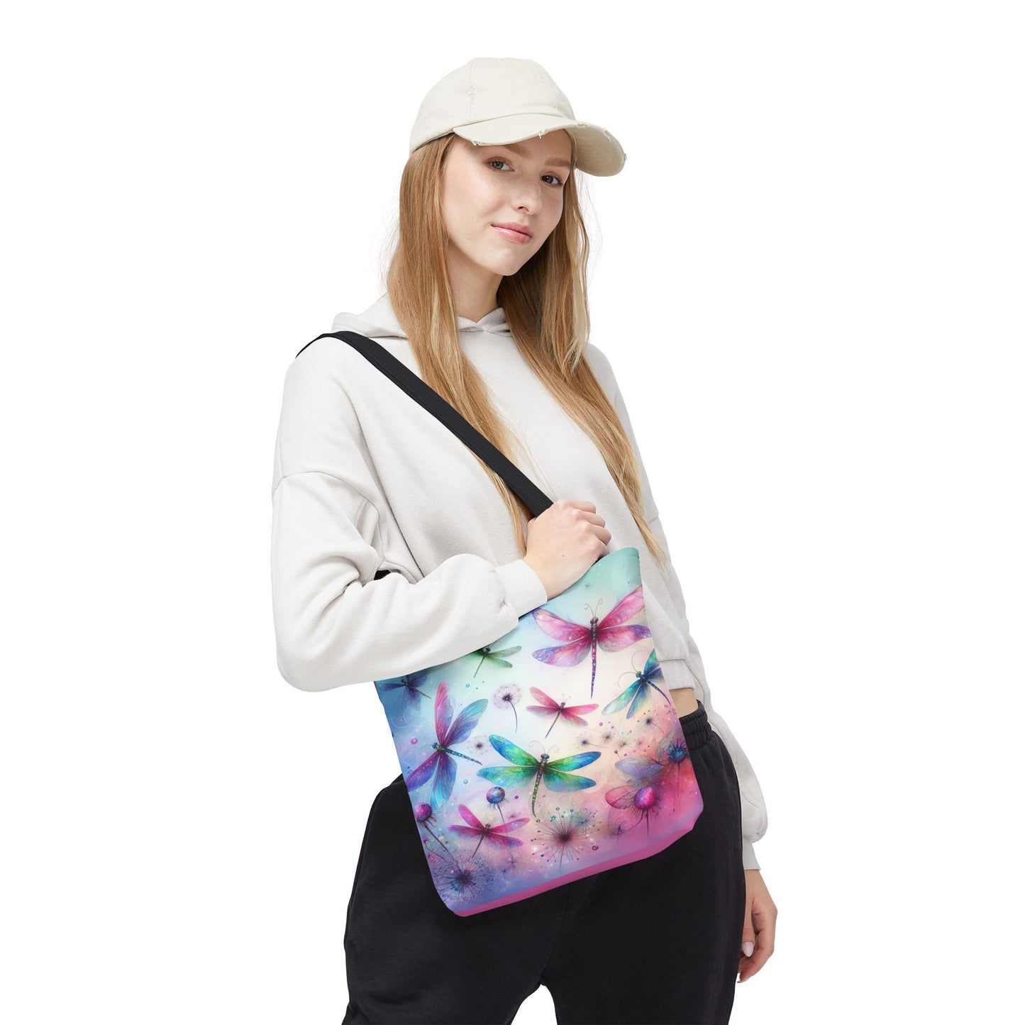 Dragonfly Tote Bag with Pastel Watercolor Design