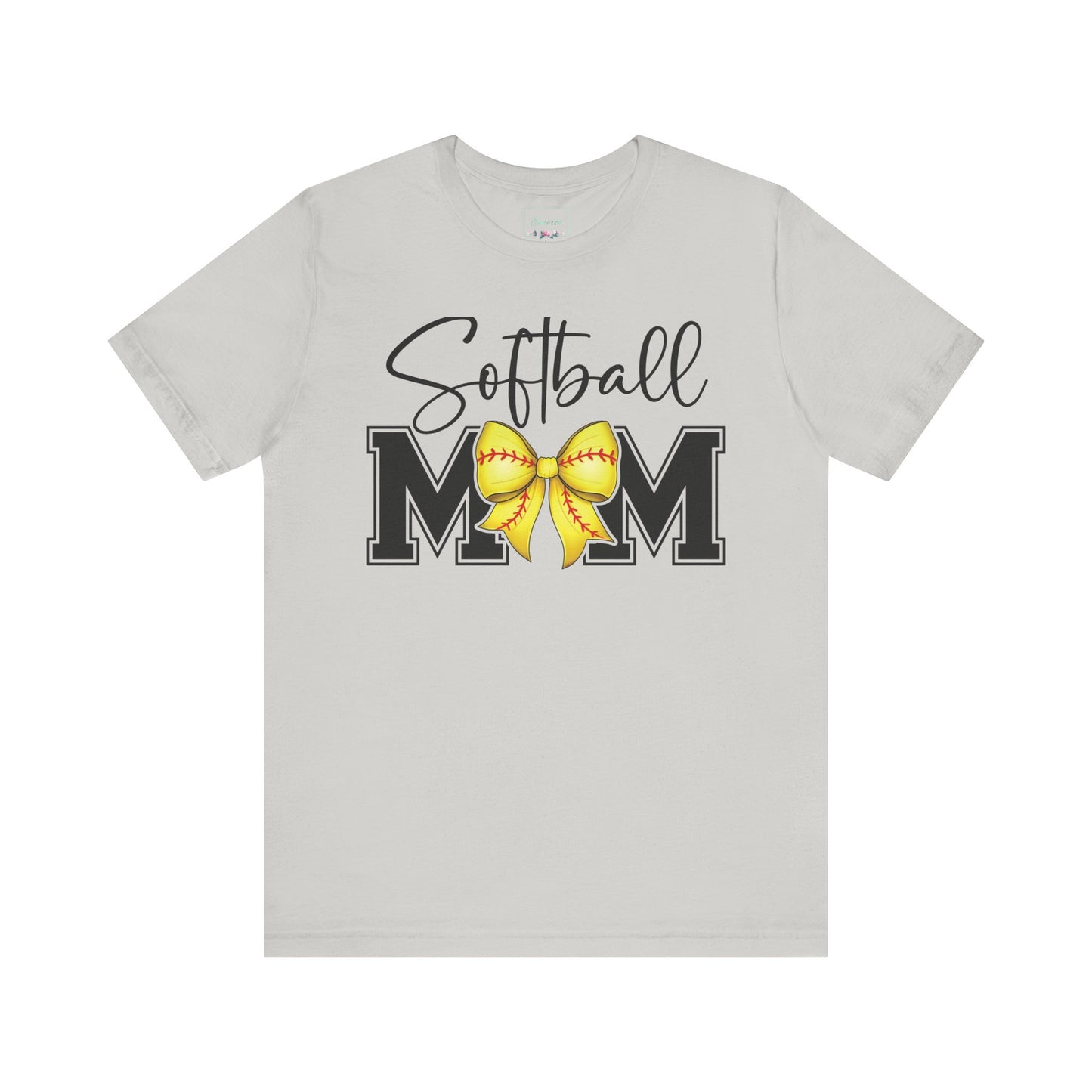 Cursive Softball Mom Coquette Bow T Shirt (Light)