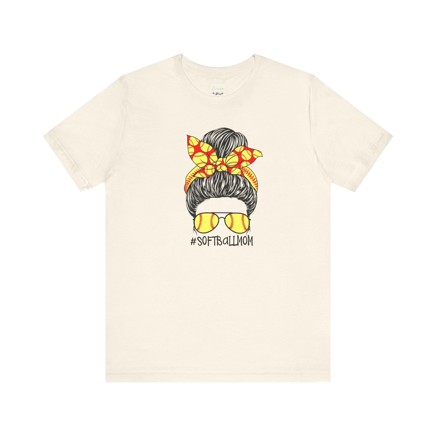 Softball Mom Messy Bun and Glasses T Shirt (Light)