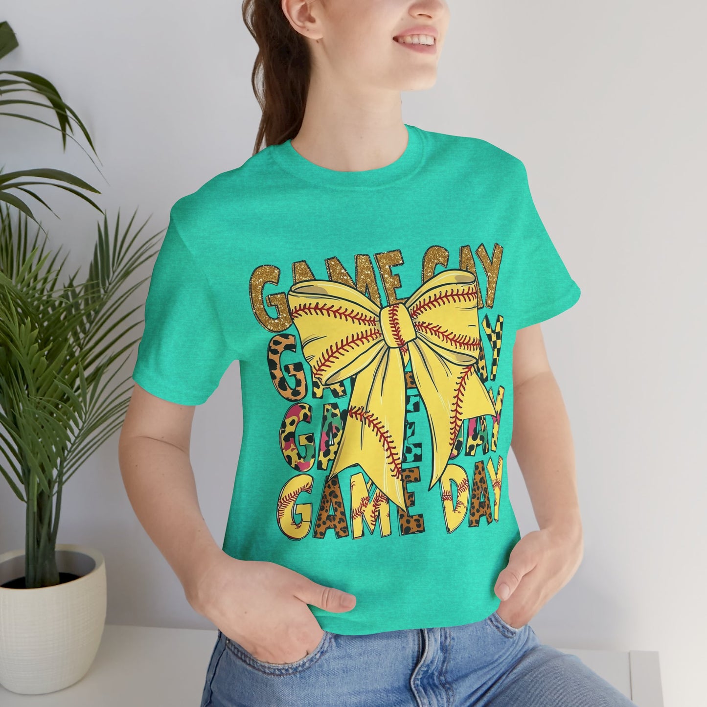 Softball Game Day Coquette Bow T Shirt