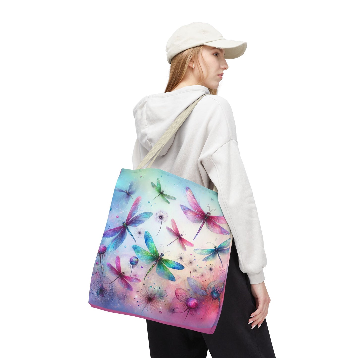 Dragonfly Tote Bag with Pastel Watercolor Design