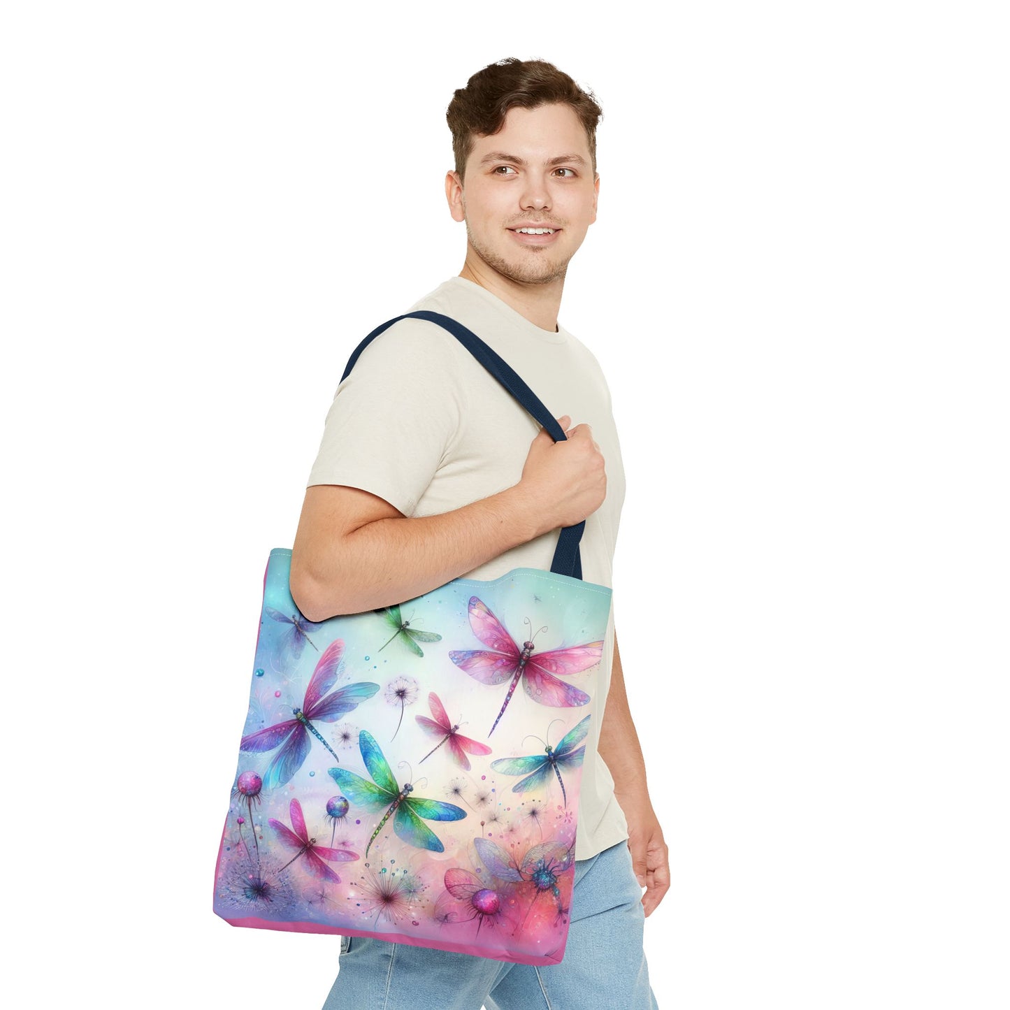 Dragonfly Tote Bag with Pastel Watercolor Design