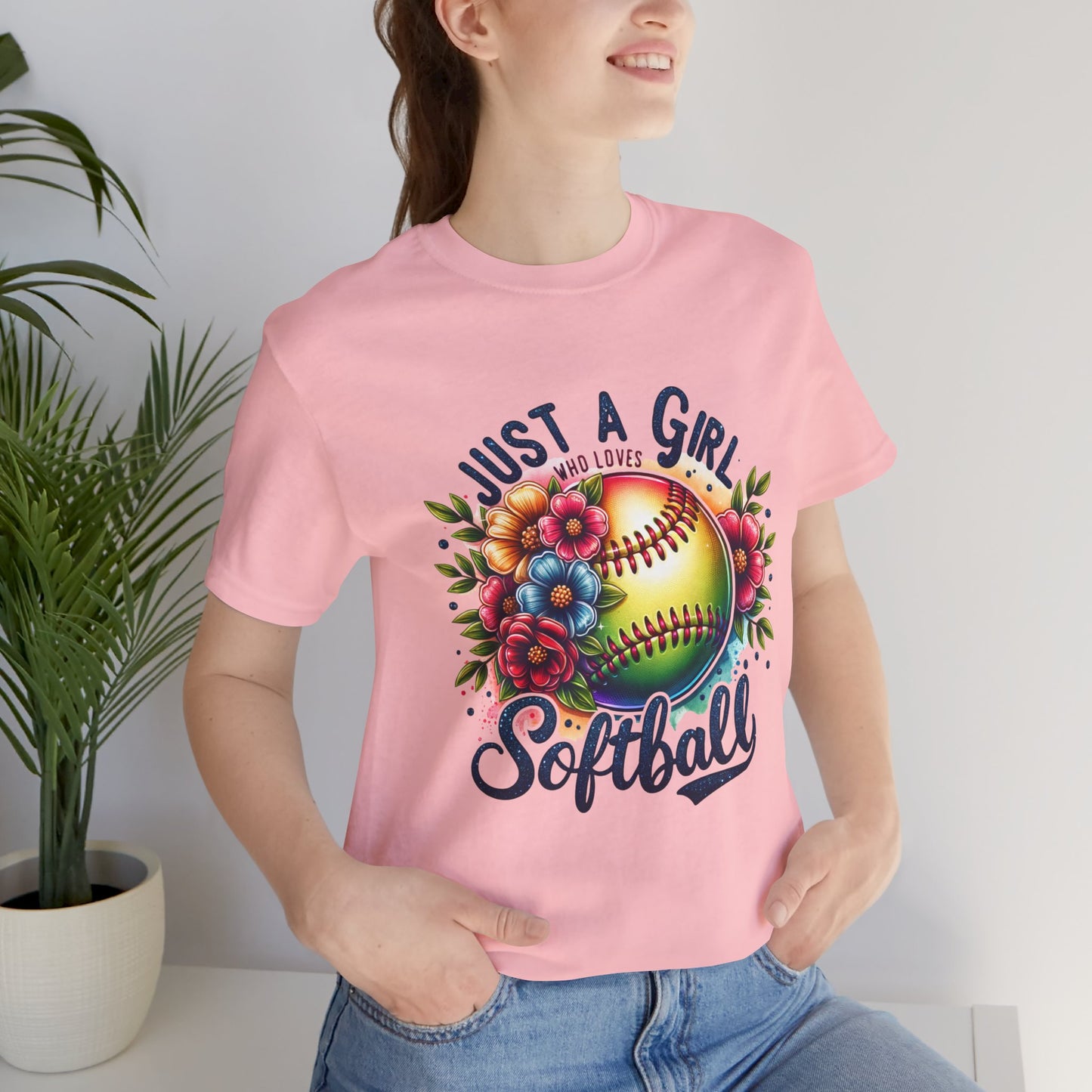 Just a girl who loves softball t-shirt