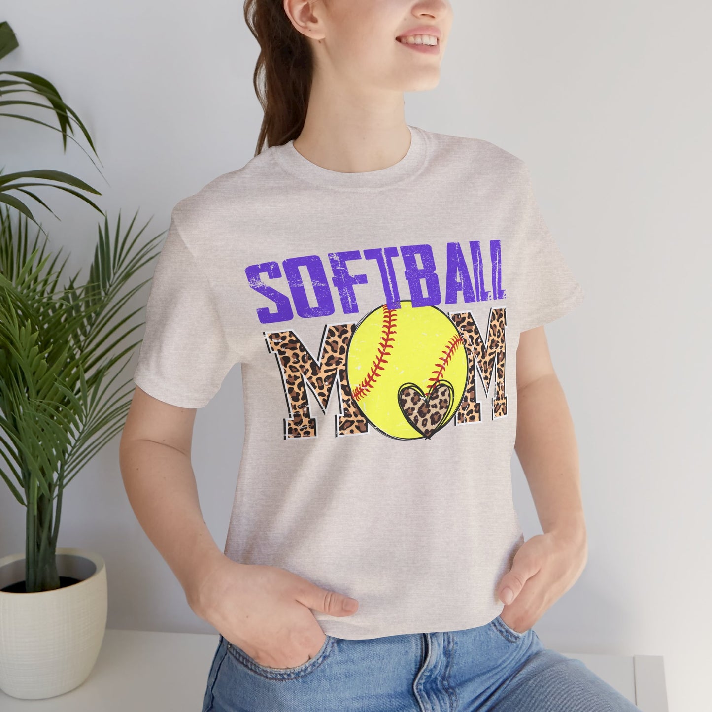 Leopard Softball Mom T Shirt (Light)