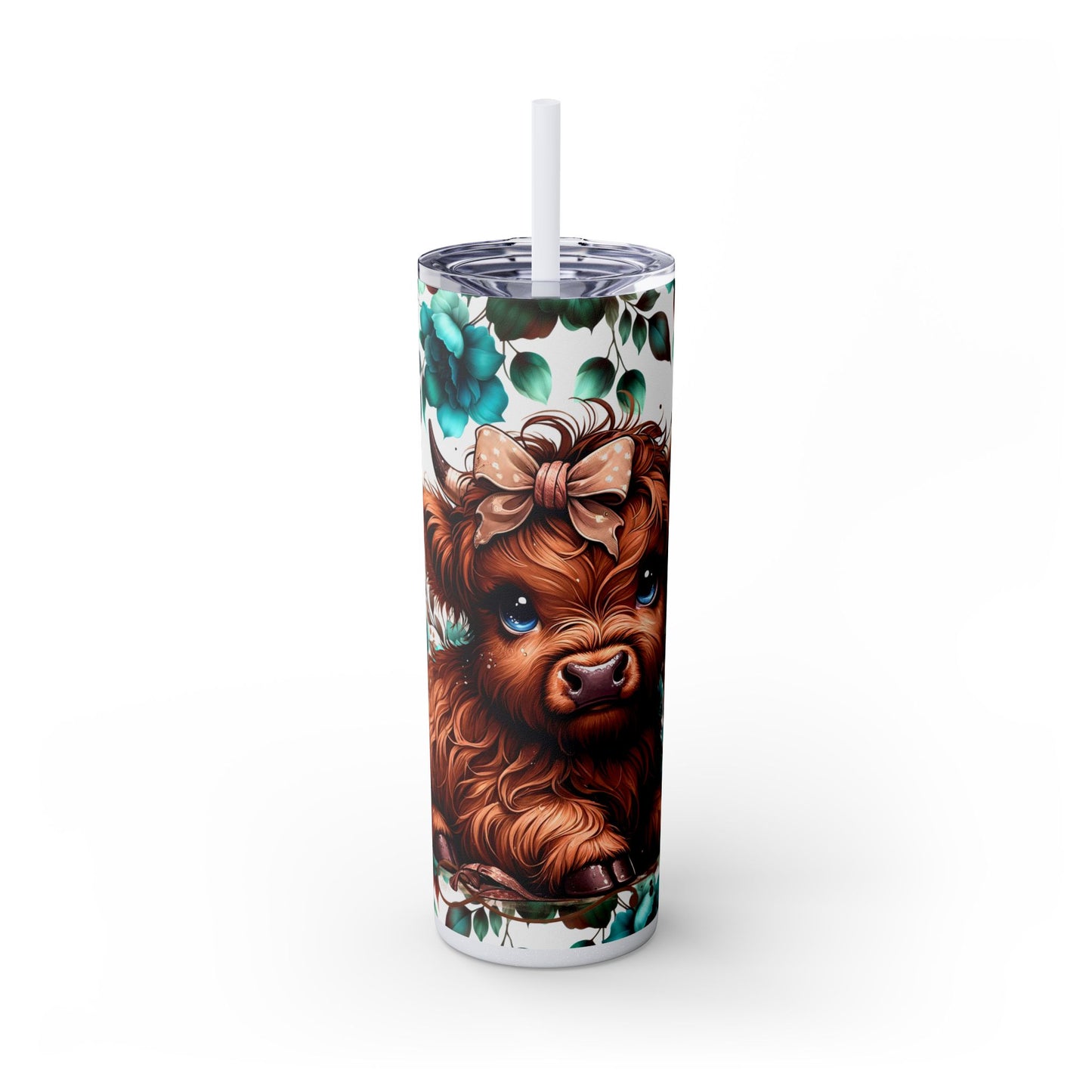 Brown highland cow Skinny Tumbler with Straw, 20oz