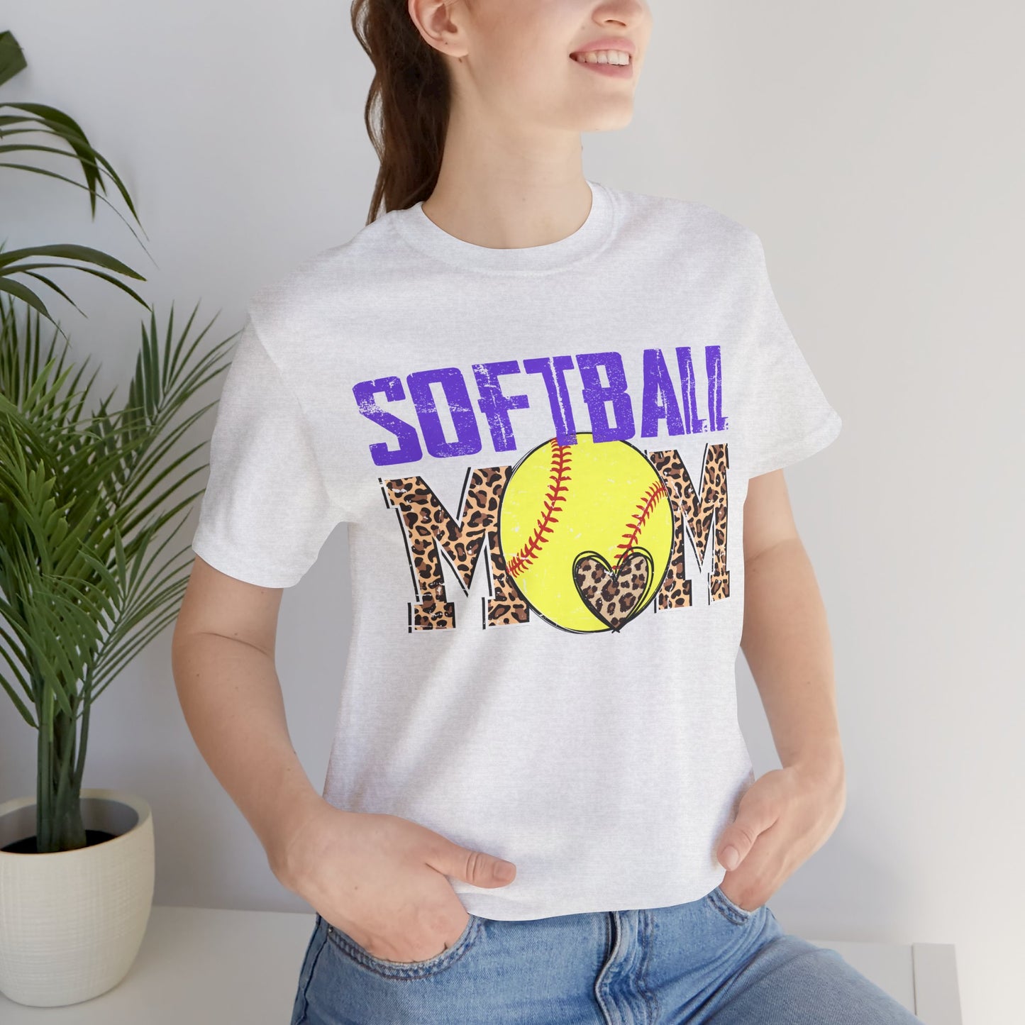 Leopard Softball Mom T Shirt (Light)