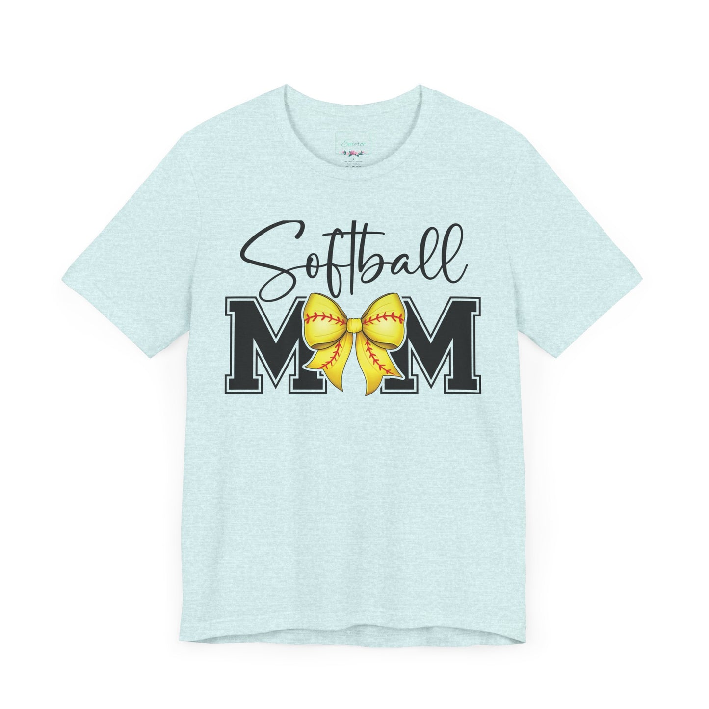 Cursive Softball Mom Coquette Bow T Shirt (Light)