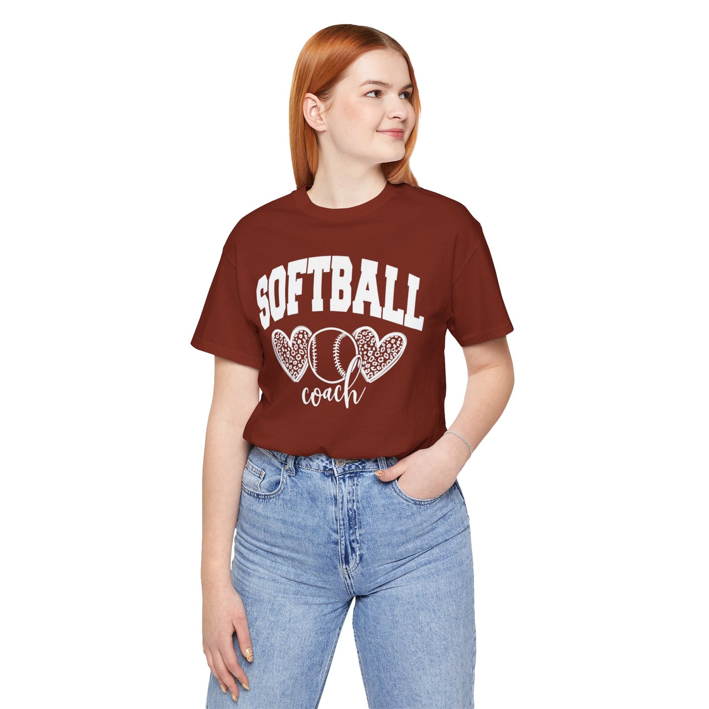 Softball Coach Hearts T Shirt (Dark 1)