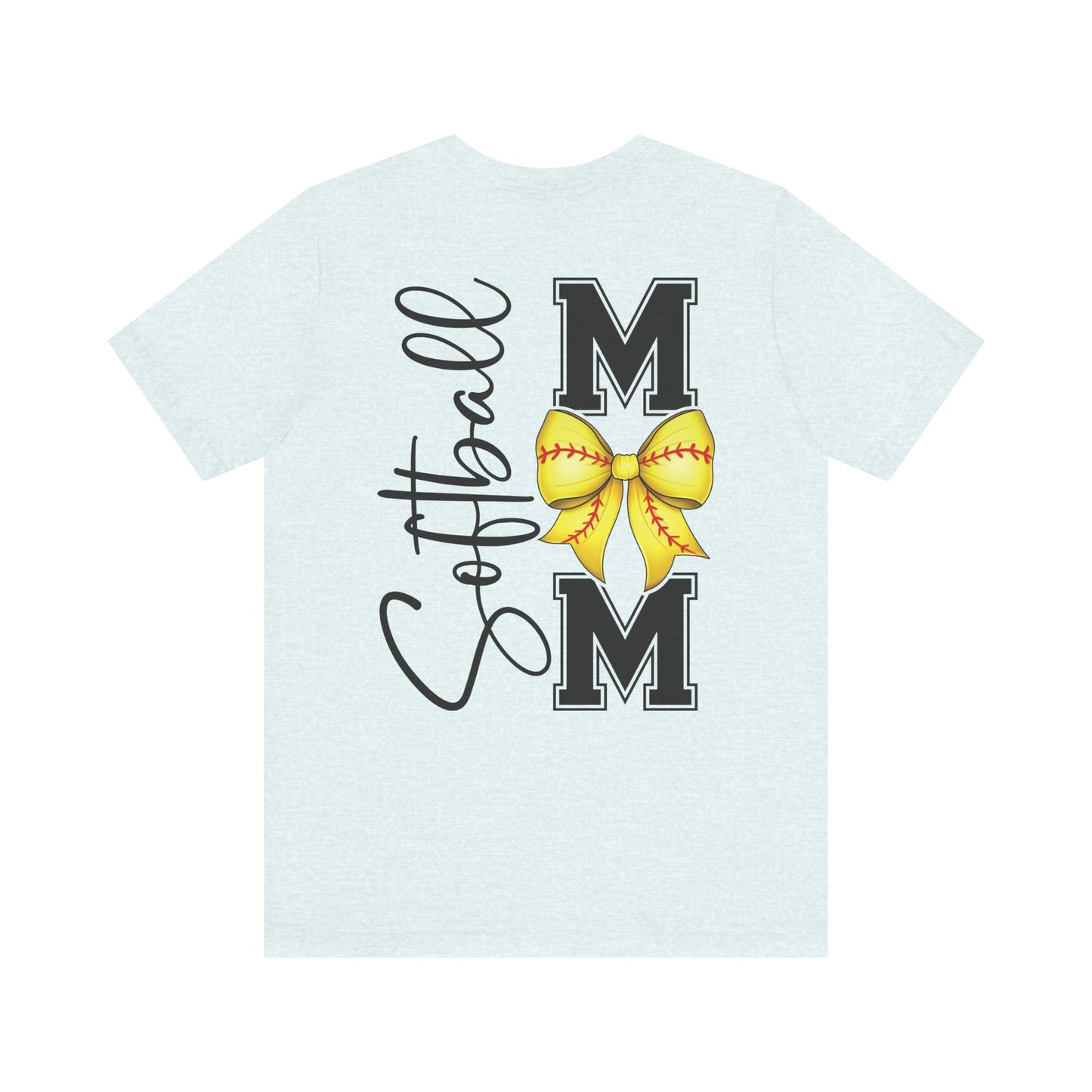 Coquette Bow Front Softball Mom  Rear T Shirt (Light)