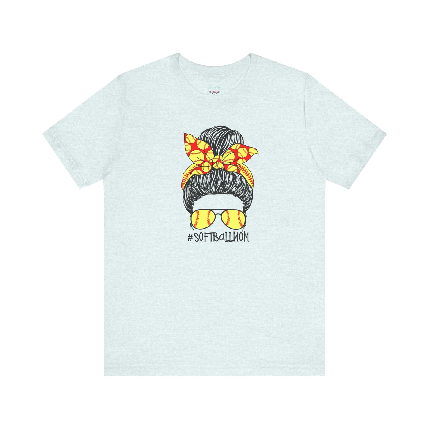 Softball Mom Messy Bun and Glasses T Shirt (Light)